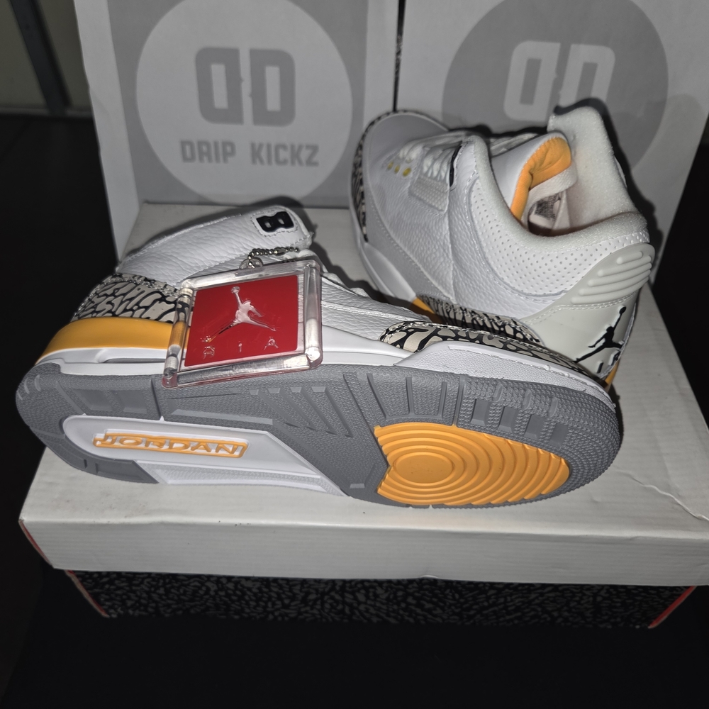 Jordan 3 White and Laser Orange Sneakers with Gray Accents
